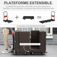 DURHAND Chariot à Plateforme Chariot de transport manutention pliant - capacité de charge 150 kg - plateforme 58L x 50l cm(m-6)