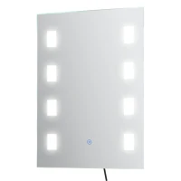 kleankin Espejo de Baño con Luz LED con Función de Antivaho Marco de Aluminio e Interruptor Táctil 70x50 cm Plata(m-11)