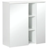 kleankin Armadietto Specchiera Bagno 2 Ante con Ripiani Aperti e Mensole Regolabili, 60x20x61cm, Bianco(m-10)