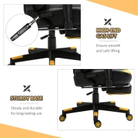 Vinsetto High-Back Gaming Chair Swivel Home Office Computer Racing Gamer Desk Chair Faux Leather with Footrest, Wheels, Black Yellow(m-7)
