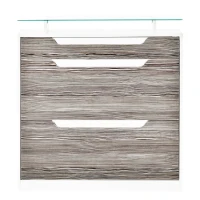 HOMCOM Shoe Storage Cabinet with Slide Out Drawer, 2 Flip Doors, Tempered Glass Top - Grey(m-11)