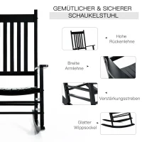 Outsunny Schaukelstuhl aus Holz mit Armlehne Schwingsessel Relaxstuhl Gartenstuhl Schwarz 69 x 86 x 115 cm(m-4)