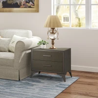 HOMCOM Velvet-Feel Chest of Two Drawers - Brown(m-10)