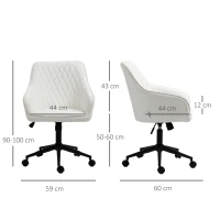 Vinsetto Silla de Oficina Basculante de Cuero PU con Altura Ajustable para Dormitorio Estudio 59x60x90-100 cm Blanco(m-3)
