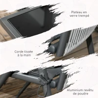 Outsunny Ensemble de jardin 4 chaise et 1 table salon de jardin 5 pièces avec coussins plateau en verre trempé gris foncé(m-5)