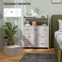 HOMCOM Rustic Chest of Seven Fabric Drawers - Natural Wood Finish(m-6)