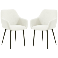 HOMCOM Set 2 Sedie da Pranzo Stile Nordico con Braccioli Crema