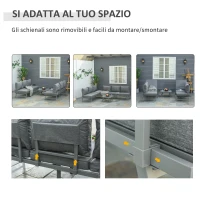 Outsunny Set con 2 Divani da Esterno con Schienale Reclinabile e 1 Tavolino da Giardino, Metallo e Poliestere, Grigio(m-6)