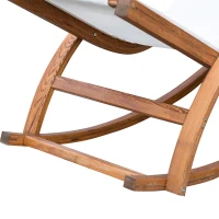 Outsunny Chaise Longue Fauteuil berçant à Bascule transat Bain de Soleil Rocking Chair en Bois Charge 120 Kg Blanc(m-9)