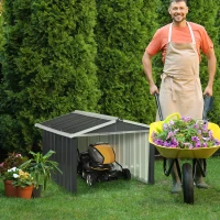 Outsunny Metallschuppen für Rasenmähroboter, rostfrei, 86 x 100 x 63cm, Dunkelgrau(m-2)