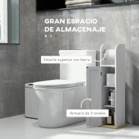 kleankin Armario de Baño con Soporte para el Papel Higiénico y Armario de 3 Compartimentos 20x20x80 cm Blanco(m-4)