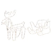 Outsunny Renne et traîneau lumineux de Noël avec 192 LED, décoration de Noël lumineuse pour intérieur et extérieur pelouse jardin(m-10)