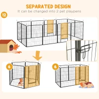 PawHut 12 Panels Heavy Duty Puppy Playpen, for Small Dogs, Indoor and Outdoor Use - Silver(m-7)
