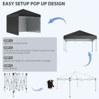 Outsunny 3 x 3 (M) Pop Up Gazebo Event Shelter, Height Adjustable Party Tent with 3 Sidewalls, Weight Bags and Wheeled Bag(m-6)