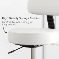 HOMCOM Beautician's Swivel Salon Chair w/ Padded Seat Back 5 Wheels Adjustable Height Salon Hairdressers Tattoo Spa Rolling Cushion Professional 48cm White(m-5)