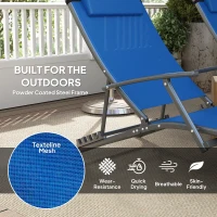 Outsunny Set of Two Adjustable Back Sun Loungers - Blue(m-5)