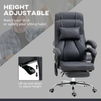Vinsetto Office Chair with Lumbar Massage, 135° Reclining Computer Chair with Adjustable Headrest, Retractable Footrest, 10cm Double Padded Seat, Microfiber Fabric, Metal Base, Dark Grey(m-5)