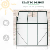 Outsunny 6 X 4ft Walk-In Lean to Greenhouse Garden Heavy Duty Aluminium Polycarbonate with Roof Vent for Plants Herbs Vegetables, Green(m-5)