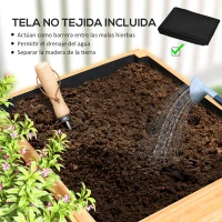 Outsunny Jardinera de Madera con 3 Zonas de Cultivo y Forro Ideal para Verduras Hierbas y Flores 140x60x40cm Natural(m-6)