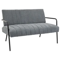 HOMCOM Doppelsofa Stoffsofa Polstersofa Sitzmöbel Loungesofa Metall samtartiges Polyester Schaumstoff Grau+Schwarz 122 x 75 x 77 cm(m-1)