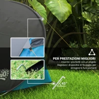 Outsunny Tenda da Campeggio a Cupola con 2 Finestre e Design Pop-Up a Igloo, 220x108x110 cm, Blu(m-6)