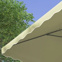 Outsunny Gartenschirm, Ampelschirm, dekorativer Rand, Lüftungsdach, Metallgestell, 2,4x2,4x2,6m, Beige(m-7)