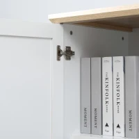 HOMCOM Küchenschrank, Hochschrank, Küchenbuffet mit 4 Fächern, Aufbewahrungsschrank, Kleiderschrank mit 2 Türen, Mehrzweckschrank mit Anti-Kipp-Schutz, Weiß, 80 x 48 x 172 cm(m-8)