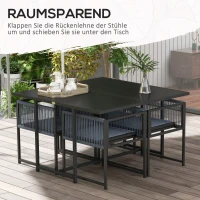 Outsunny 5-teiliges Gartenmöbel-Set, Gartensitzgruppe, Outdoor-Essgruppe, wetterbeständig, 1 Tisch, 4 Stühle, Grau(m-4)
