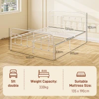 HOMCOM Double Minimalistic Metal Bed Frame - White(m-3)