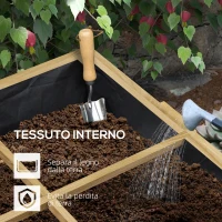 Outsunny Orto Rialzato in Legno con 2 Ripiani Pieghevoli e 12 Zone Separate, 122x91.5x89cm, Legno Naturale(m-6)