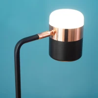 HOMCOM Tischlampe Nachttischlampe Tischleuchte LED 90° verstellbar Industrial Stil Metall Schwarz+Gold 27 x 24 x 51 cm(m-8)