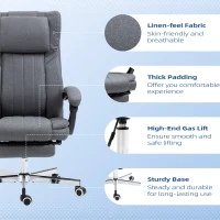HOMCOM High Back Computer Desk Chair, Executive Office Chair with Adjustable Headrest, Footrest, Reclining Back, Dark Grey(m-8)