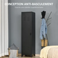 HOMCOM Armoire de Rangement compacte en métal casier style industriel avec 3 étagères, 1 tringle 43L x 50l x 180H cm(m-7)