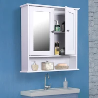 kleankin Wall-mounted Bathroom Cabinet Mirror Door Organiser Storage Shelves Living Room White(m-10)