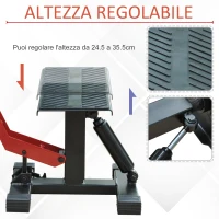 HOMCOM Cavalletto Alzamoto ad Altezza Regolabile con Manovella, in Acciaio e Gomma, 28x17.5x24.5-35.5 cm, Nero e Rosso(m-5)