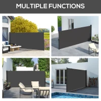Outsunny Retractable Side Awning, Outdoor Privacy Screen for Garden, Hot Tub, Balcony, Terrace, Pool, 400 x 180cm, Black(m-7)