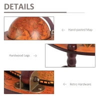 HOMCOM Globe Shaped Retro Style Mini Bar Drink Cabinet Movable Wine Alcohol Beverage Storage Trolley Glass Bottle Holder with Wheels 36CM(m-6)