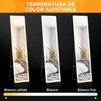 HOMCOM Espejo de Pie de Pared y Suelo con Luz LED y Mando a Distancia con Brillo Ajustable 40x37x157,5 cm Plata y Negro(m-5)