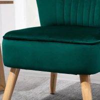 HOMCOM Velvet Accent Chair Occasional Tub Seat Padding Curved Back with Wood Frame Legs Home Furniture Set of 2 Green(m-9)