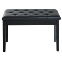 HOMCOM Banquette tabouret siège pour piano avec coffre de rangement pied bois caoutchouc assise capitonnée revêtement synthétique noir(m-8)
