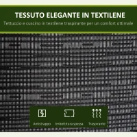 Outsunny Dondolo da Giardino per 3 Persone con Tettuccio Regolabile e Cuscini, 200x120x170cm, Nero(m-5)