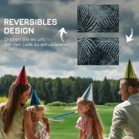 Outsunny Outdoor Wendeteppich, wasserfest, Blattmuster, 182x274cm, Blau/Schwarz/Creme(m-7)