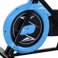 HOMCOM Cyclette da Camera con Trasmissione a Cinghia, Cyclette Professionale con Manubrio e Sellino Regolabili, Volano 6kg, Schermo LCD, Fino a 120kg, Nero e Azzurro(m-9)