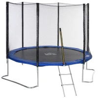 HOMCOM Trampolin Ø345 cm Gartentrampolin mit Sicherheitsnetz Randabdeckung gepolstert Stahl Schwarz+Blau bis 100 kg(m-1)