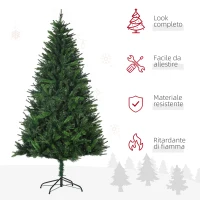 HOMCOM Albero di Natale Artificiale 180cm con 786 Rami, 2 Sezioni e Base in Metallo, Verde(m-4)