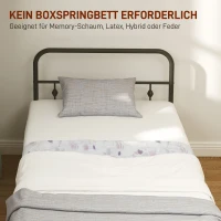 HOMCOM Einzelbettgestell aus Metall, Leichte Montage, mit geräuschreduzierenden Gummikits, Schwarz(m-7)