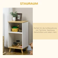 PawHut Katzenhöhle aus Rattan mit Stauraum, inkl. waschbaren Kissen, 40 cm x 40 cm x 77 cm, Eiche + Weiß + Beige(m-7)