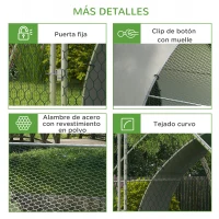 PawHut Gallinero para Exterior 304x560x220 cm Cubierta de Tela Oxford Resistente a los Rayos UV e Impermeable para Patio Plata(m-7)