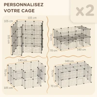 PawHut Cage parc clôture pour animaux domestiques enclos pour petits animaux modulable 2 niveaux 72 panneaux bords arrondis(m-4)