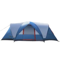 Outsunny Campingzelt für 3-4 Personen, zwei Türen, Netzfenster, blau, 4,75 x 2,64 x 1,50 m(m-10)